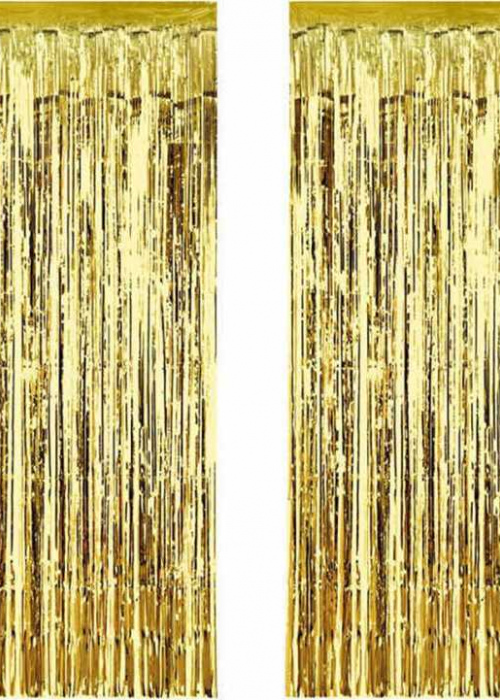 "Metalize  Düz Kesim  Arka Fon Perde GOLD"